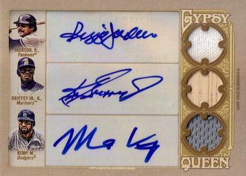 2012 Topps Gypsy Queen - Triple Relic Autographs #GTAR-JGK Reggie Jackson / Ken Griffey Jr. / Matt Kemp  Front