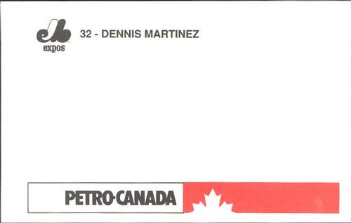 1990 Petro Canada Montreal Expos Postcards #NNO Dennis Martinez Back