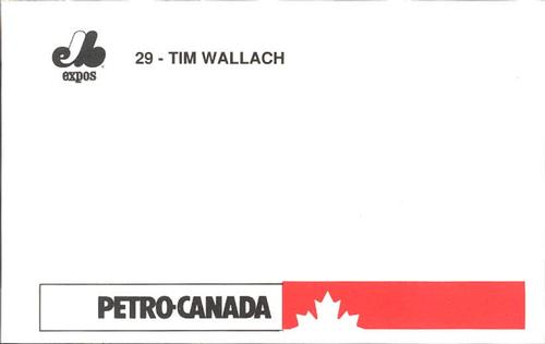 1990 Petro Canada Montreal Expos Postcards #NNO Tim Wallach Back