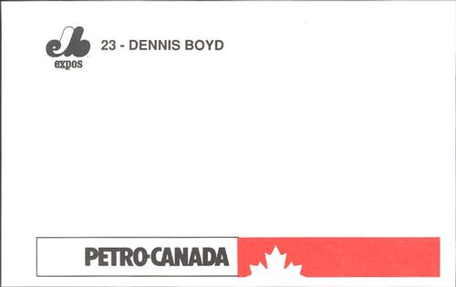 1990 Petro Canada Montreal Expos Postcards #NNO Dennis Boyd Back