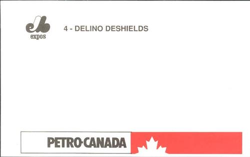 1990 Petro Canada Montreal Expos Postcards #NNO Delino DeShields Back