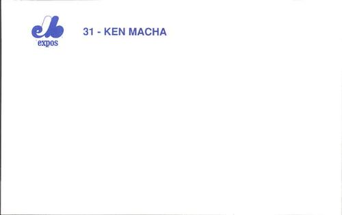 1989 Montreal Expos Postcards #21 Ken Macha Back