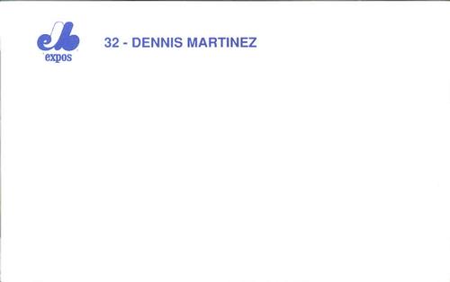 1989 Montreal Expos Postcards #23 Dennis Martinez Back