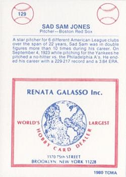 1977-84 Galasso Glossy Greats #129 Sad Sam Jones Back