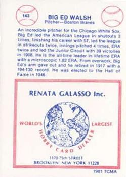 1977-84 Galasso Glossy Greats #143 Ed Walsh Back