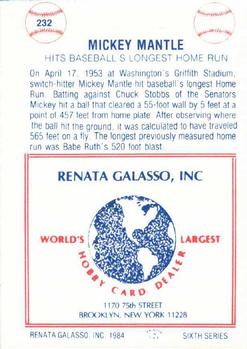 1977-84 Galasso Glossy Greats #232 Mickey Mantle Back