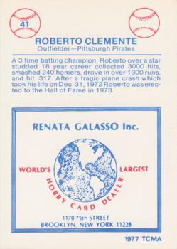 1977-84 Galasso Glossy Greats #41 Roberto Clemente Back