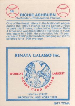 1977-84 Galasso Glossy Greats #14 Richie Ashburn Back
