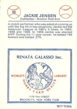 1977-84 Galasso Glossy Greats #18 Jackie Jensen Back