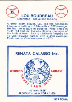 1977-84 Galasso Glossy Greats #19 Lou Boudreau Back