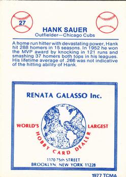 1977-84 Galasso Glossy Greats #27 Hank Sauer Back
