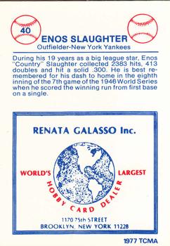 1977-84 Galasso Glossy Greats #40 Enos Slaughter Back