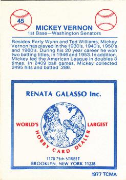 1977-84 Galasso Glossy Greats #45 Mickey Vernon Back