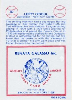 1977-84 Galasso Glossy Greats #47 Lefty O'Doul Back