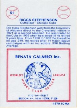 1977-84 Galasso Glossy Greats #51 Riggs Stephenson Back