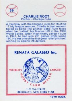 1977-84 Galasso Glossy Greats #59 Charlie Root Back