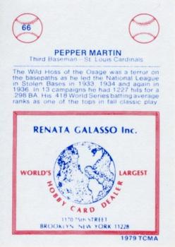 1977-84 Galasso Glossy Greats #66 Pepper Martin Back