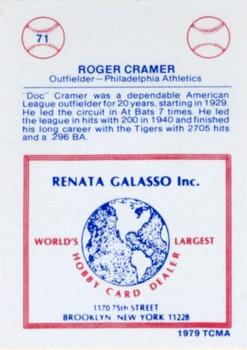 1977-84 Galasso Glossy Greats #71 Doc Cramer Back