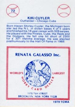 1977-84 Galasso Glossy Greats #72 KiKi Cuyler Back