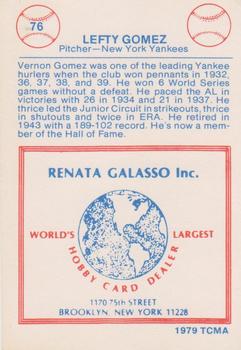 1977-84 Galasso Glossy Greats #76 Lefty Gomez Back