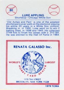 1977-84 Galasso Glossy Greats #80 Luke Appling Back