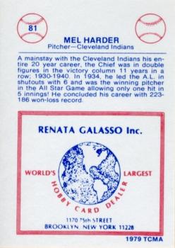 1977-84 Galasso Glossy Greats #81 Mel Harder Back