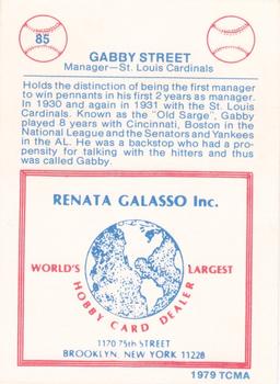 1977-84 Galasso Glossy Greats #85 Gabby Street Back