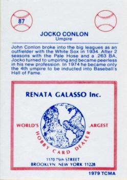 1977-84 Galasso Glossy Greats #87 Jocko Conlan Back