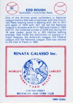 1977-84 Galasso Glossy Greats #93 Edd Roush Back