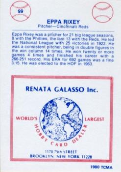 1977-84 Galasso Glossy Greats #99 Eppa Rixey Back
