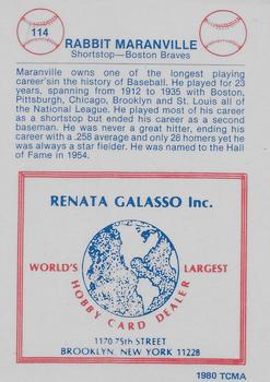1977-84 Galasso Glossy Greats #114 Rabbit Maranville Back