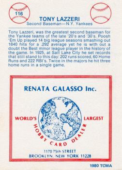 1977-84 Galasso Glossy Greats #116 Tony Lazzeri Back