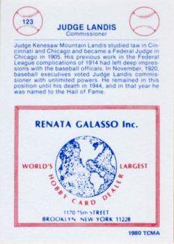 1977-84 Galasso Glossy Greats #123 Kenesaw Landis Back