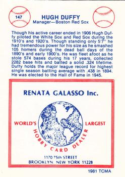 1977-84 Galasso Glossy Greats #147 Hugh Duffy Back