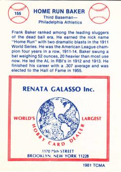1977-84 Galasso Glossy Greats #155 Home Run Baker Back