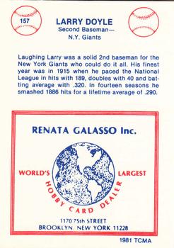 1977-84 Galasso Glossy Greats #157 Larry Doyle Back