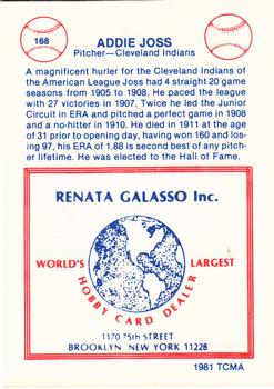 1977-84 Galasso Glossy Greats #168 Addie Joss Back