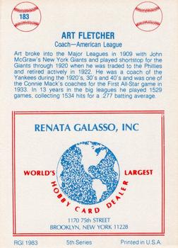 1977-84 Galasso Glossy Greats #183 Art Fletcher Back