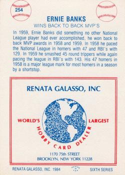 1977-84 Galasso Glossy Greats #254 Ernie Banks Back