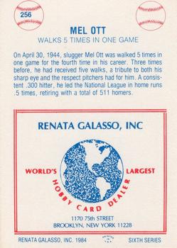 1977-84 Galasso Glossy Greats #256 Mel Ott Back