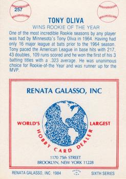 1977-84 Galasso Glossy Greats #257 Tony Oliva Back