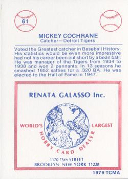 1977-84 Galasso Glossy Greats #61 Mickey Cochrane Back