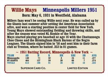 2009 Superior Minor League #5 Willie Mays Back