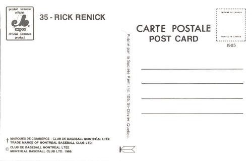 1986 Montreal Expos Postcards #NNO Rick Renick Back