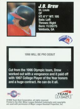 1998 Team Best - Best Bets #NNO J.D. Drew Back