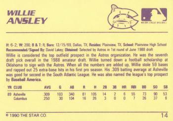 1990 Star #14 Willie Ansley Back