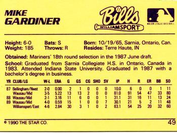 1990 Star #49 Mike Gardiner Back