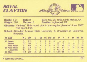 1990 Star #50 Royal Clayton Back