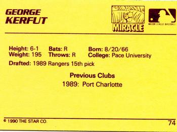 1990 Star #74 George Kerfut Back