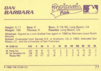 1990 Star #77 Dan Barbara Back